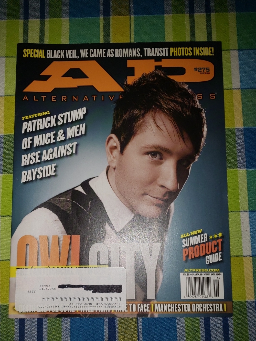 3/$15 Alternative Press Issue #275 JUN 2011 Owl City Cover